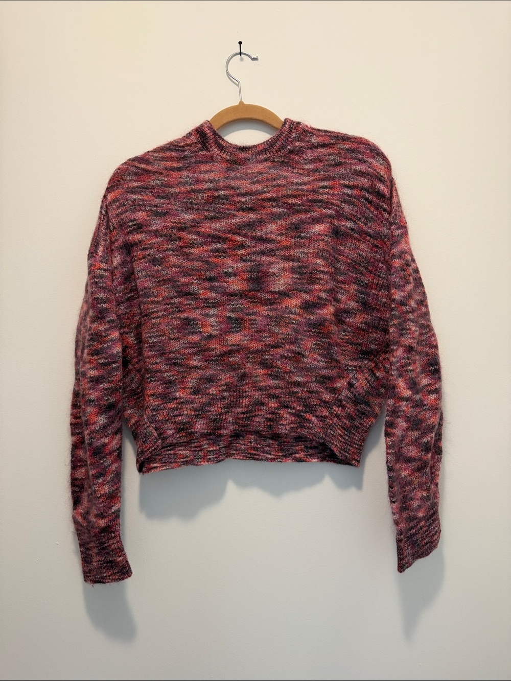 IRO Multicolor Marled Crewneck Sweater in Pink and Black